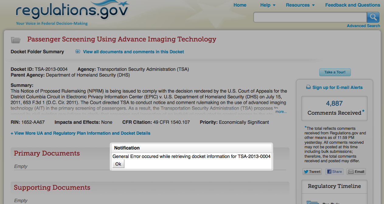 screenshot of regulations.gov